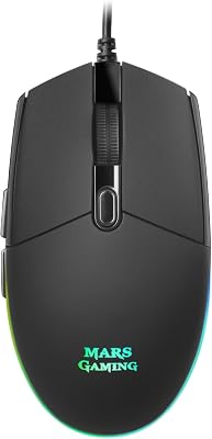 Mars Gaming MMG, Mouse Gaming Compatto 3200 DPI RGB Flow, Switch Meccanici HUANO, Design Leggero Antiscivolo, 6 Pulsanti, Windows/Linux/Mac/PS4/PS5/XBOX ONE/XBOX SERIES X-S, Nero