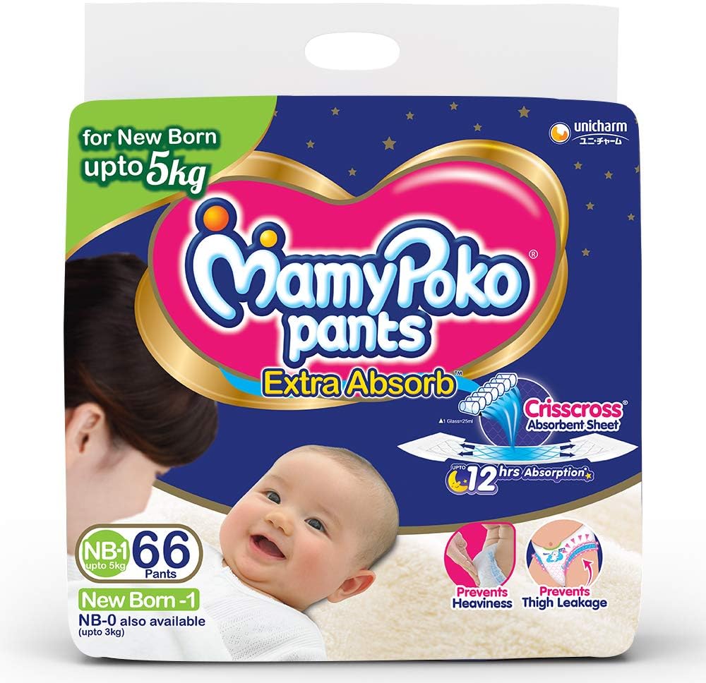 Pants Extra Absorb Diapers, New Born (66 Count)