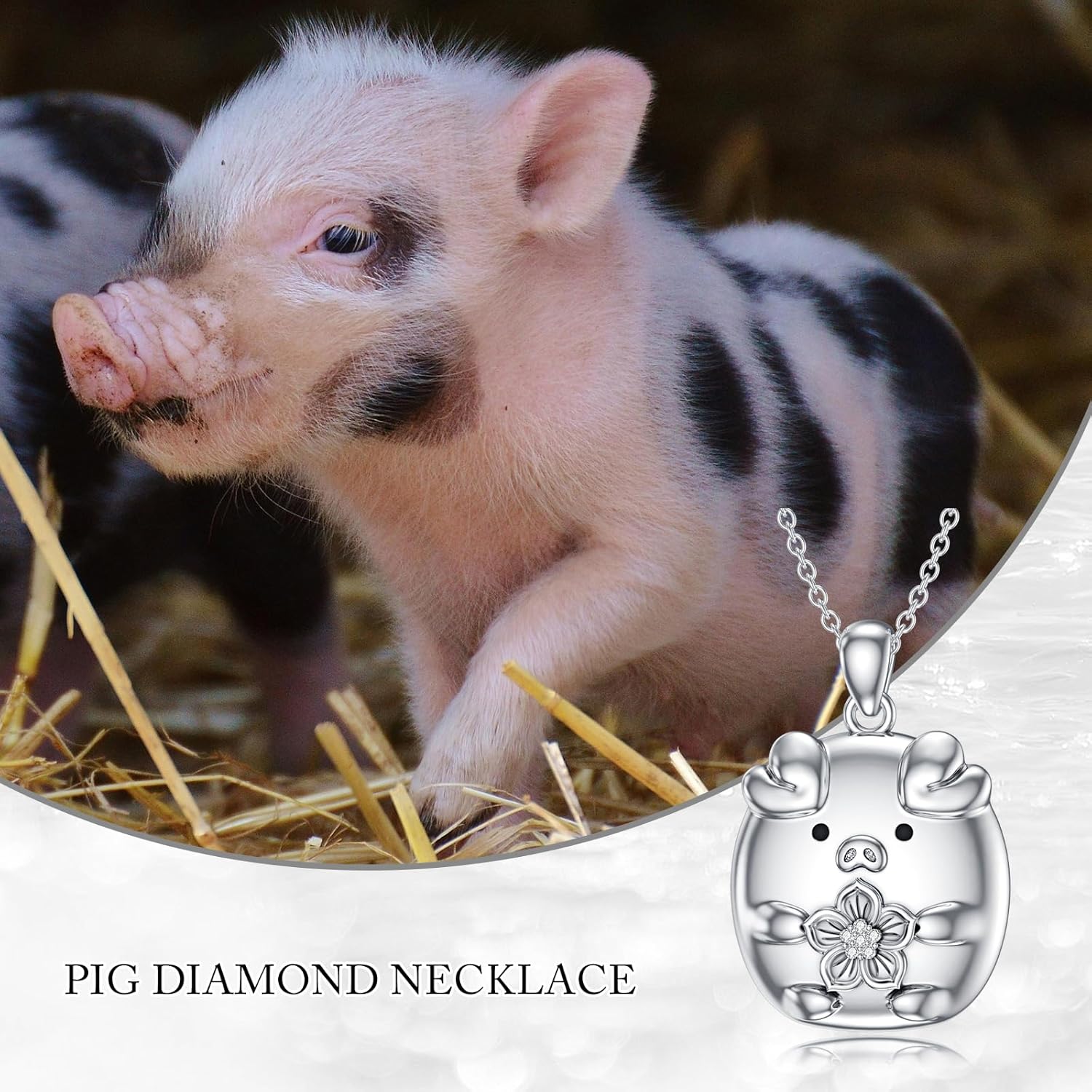 Diamond Pig Necklace 925 Sterling Silver Cute Animal Necklace for Women Jewelry Gifts for Her - Image 6