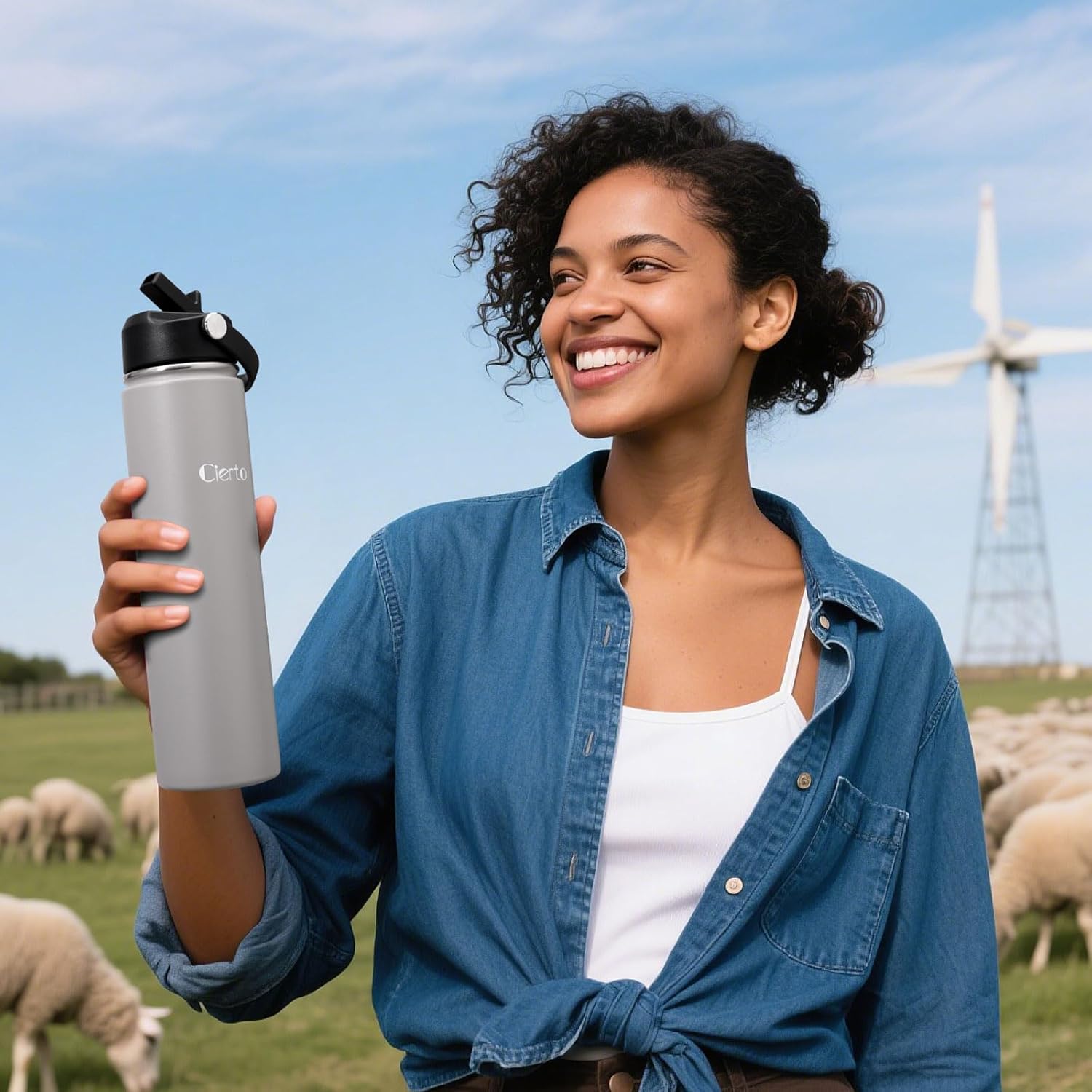 Cierto 24 oz Insulated Water Bottle with Straw, Stainless Steel Double Wall Vacuum Water Bottles with Leakproof Lid for Men Women, School Boys Girls, Fits in Car Cup Holder, Gym, Office, BPA Free -G - Image 7