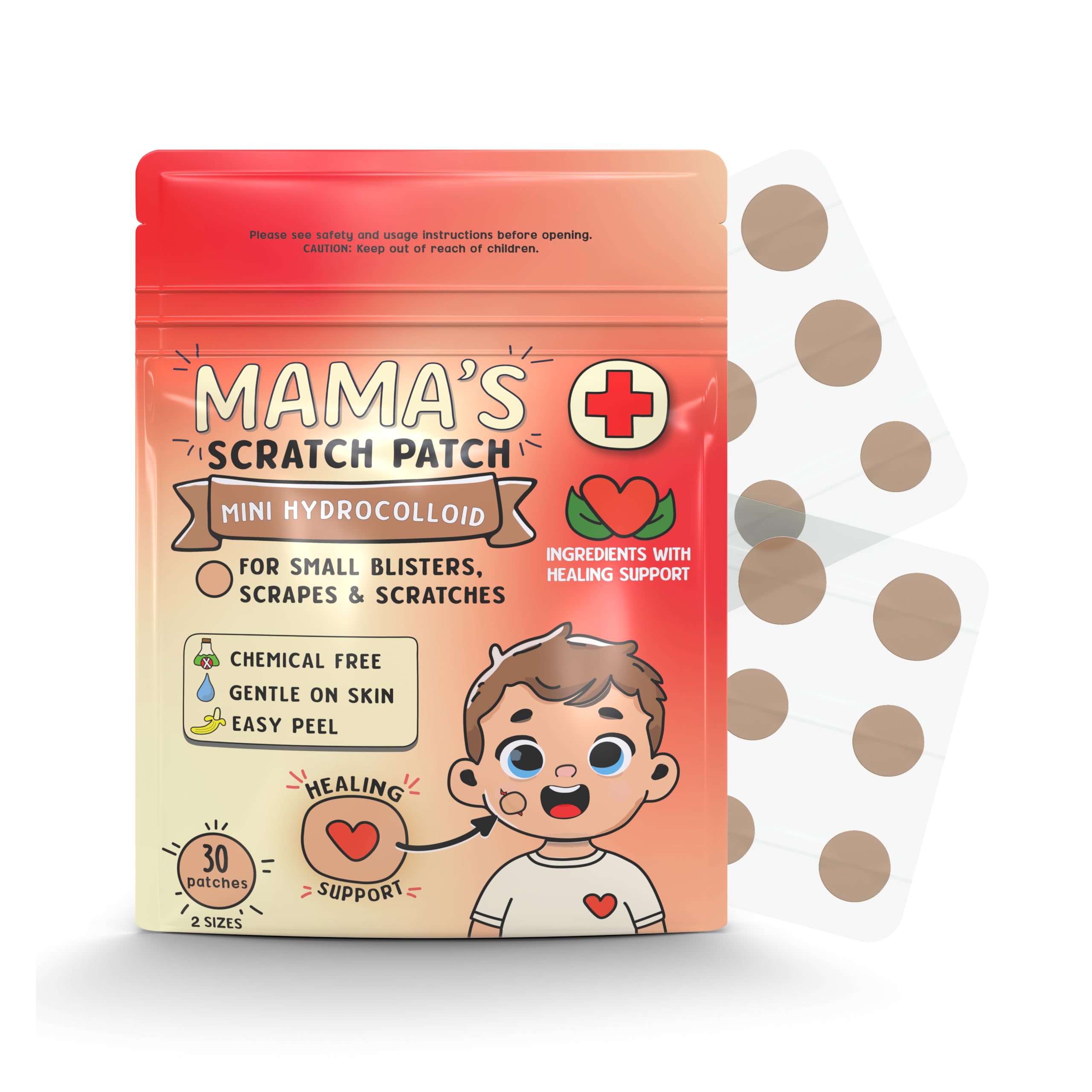 MAMA'S Scratch Patch - Hypoallergenic Bandage Healing Patches for Scrapes, Blisters, and Minor Cuts - Easy Peel, Fast Healing, Gentle on Sensitive
