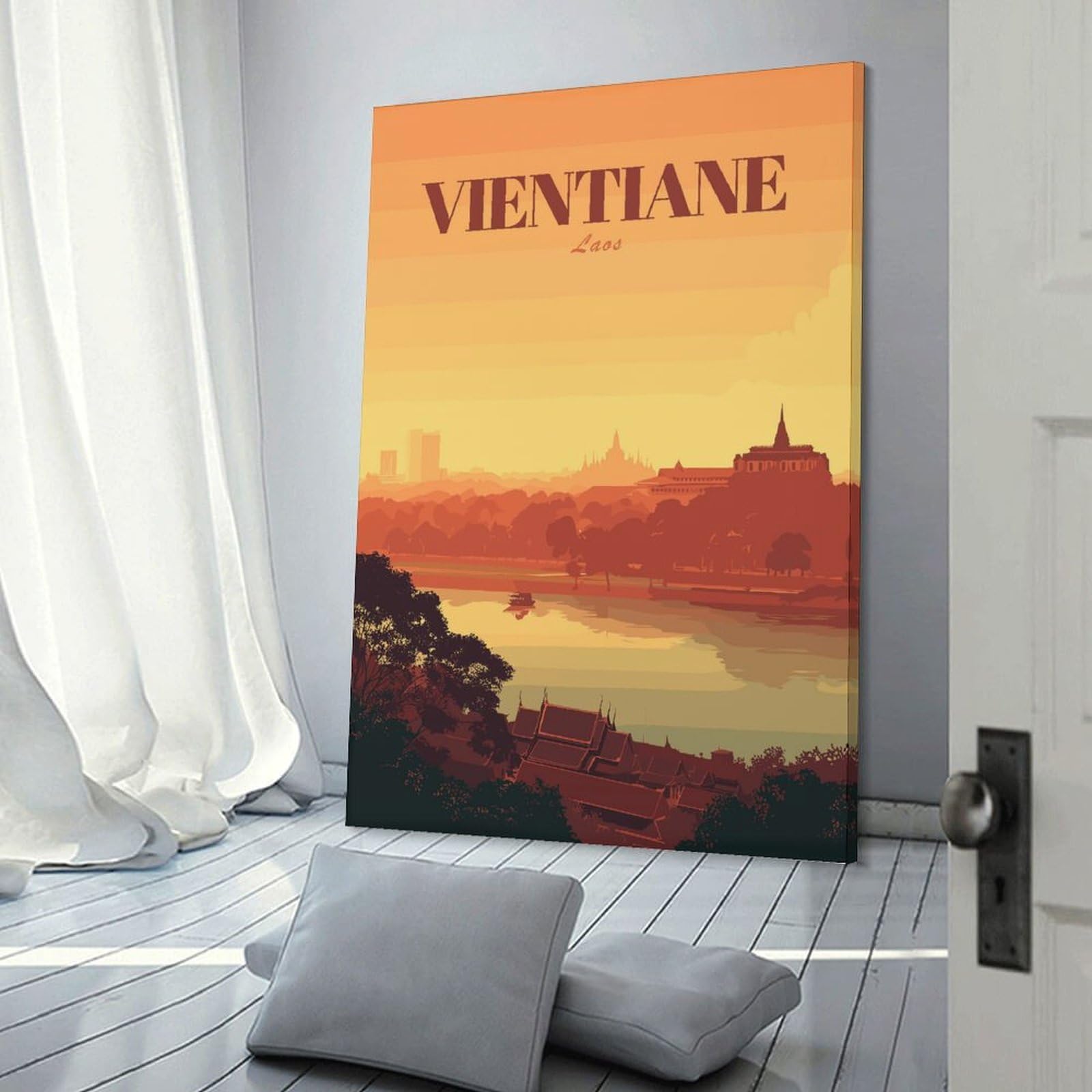 Junmoney Vientiane, Laos Travel (2) Home Decor Wall Art 20x30inch(50x75cm), for Art Walls, Layered Displays Or Homes, A Versatile Canvas Print for Layering
