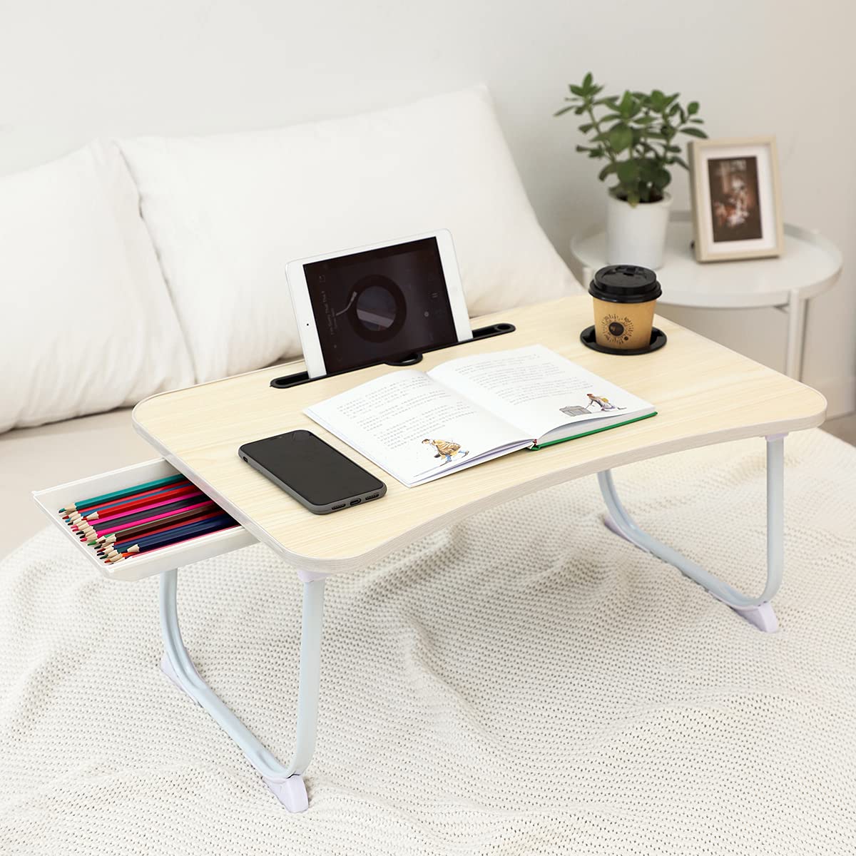 Amazon.co.jp: L STYLE 折りたたみテーブル ベッドテーブル ロー