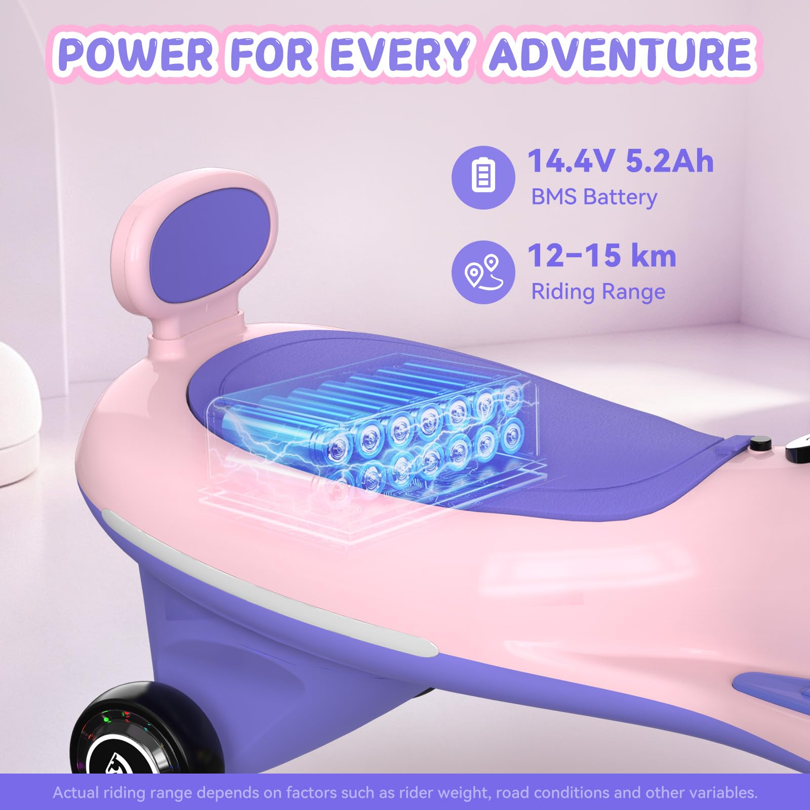 EVERCROSS EV7 Elektrisches Rutschauto Kinder ab 6 Jahren, Bluetooth & LED