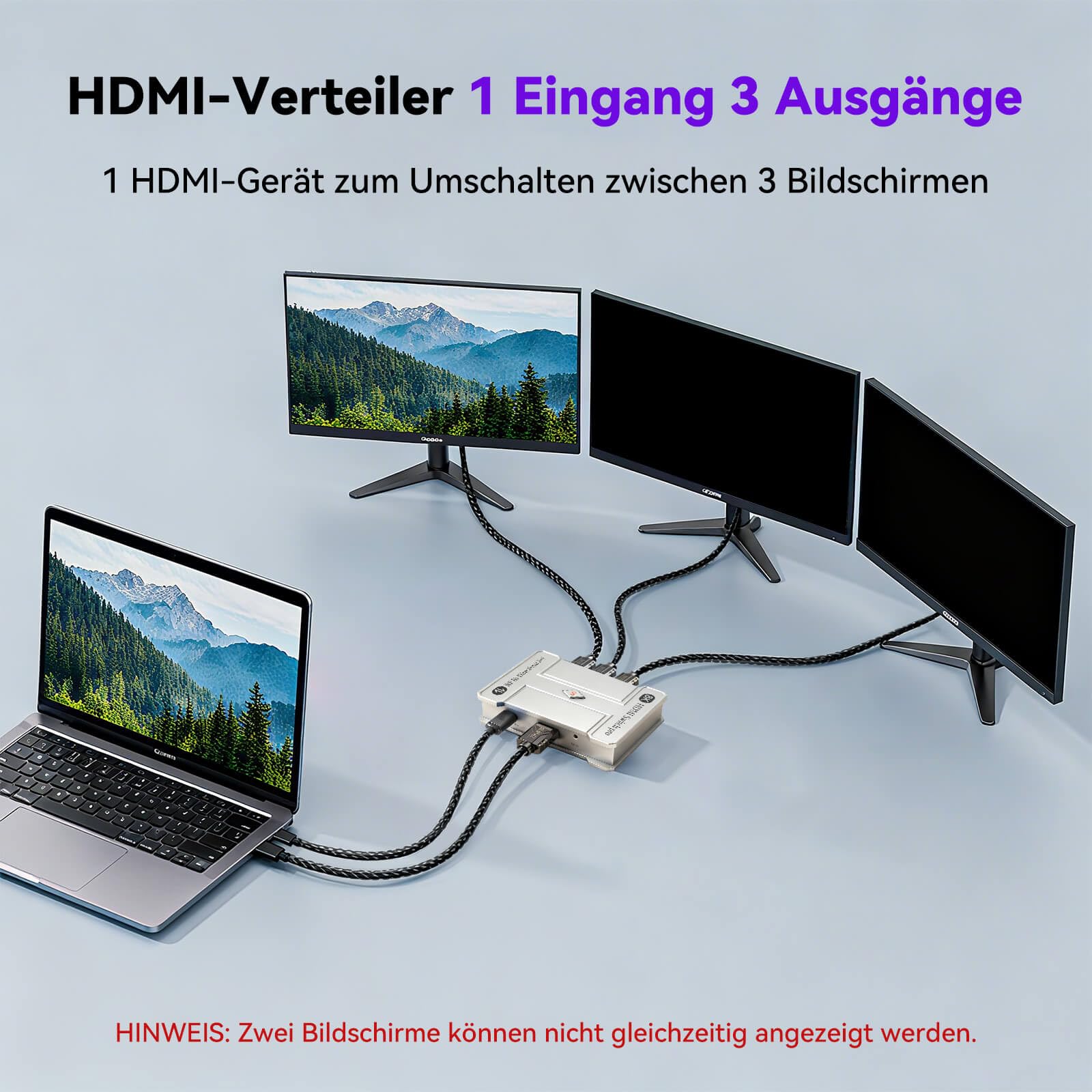 8K HDMI 2.1 Switch mit 5Ft HDMI Kabel, 8K@60Hz Aluminium HDMI Switch 3 in 1 Out, HDMI Splitter 1 in 3 Out Unterstützt 3D, HDCP2.2, HDR10, 18 Gbit/s für Fire Stick, PS5, Xbox, DVD, Blu-Ray | 8K@60Hz, HDCP, HDR+, Dolby Atmos, Fernbedienung, 3-in-1 Out & 1-i