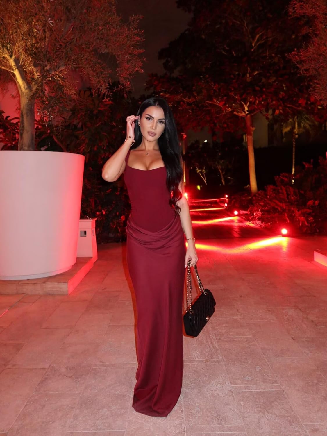 Satin Corset Prom Dresses Long Mermaid Square Neck Bridemaid Dress Ruched Formal Evening Gown - Image 5