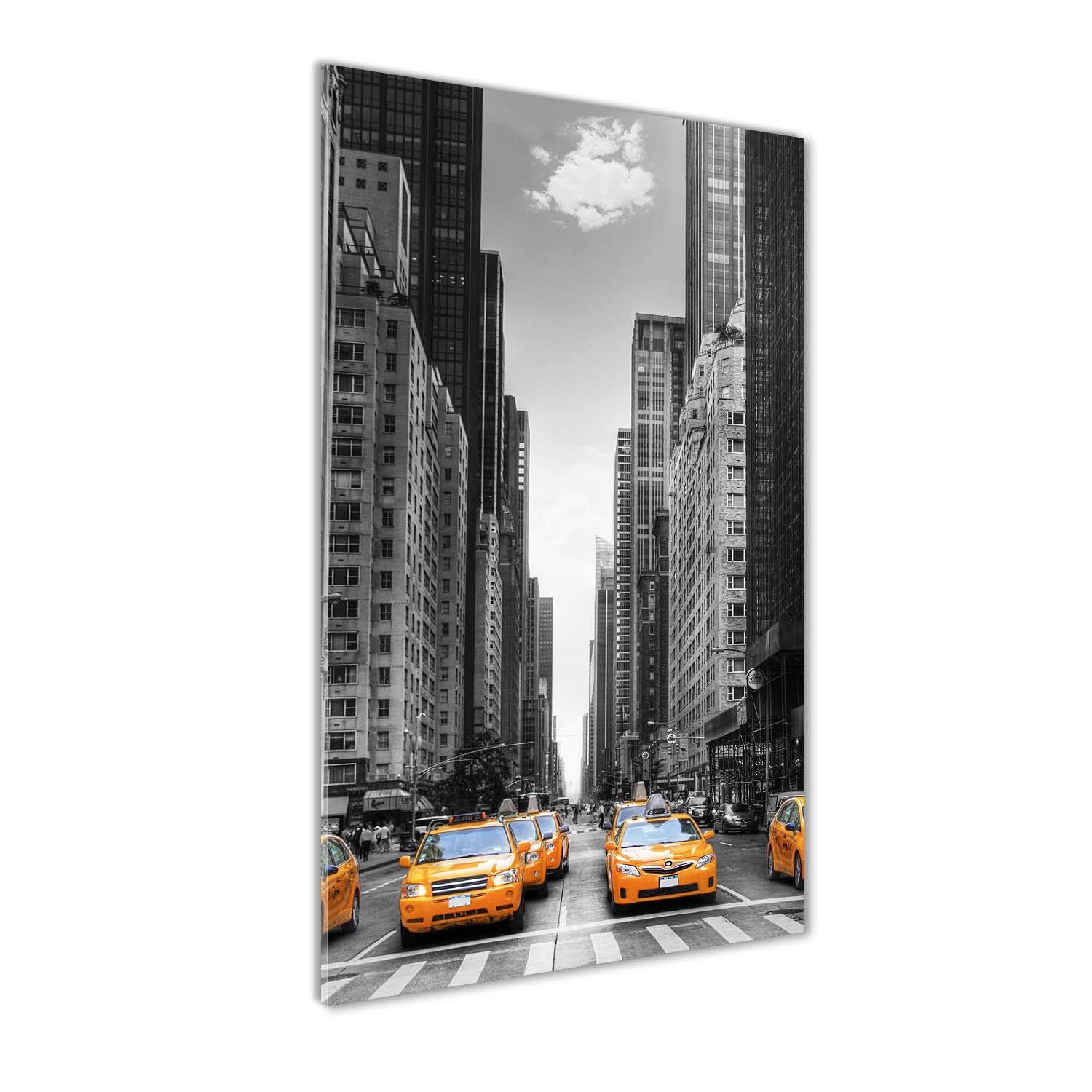 Image sur verre acrylique Tulup 60x120 | Décoration murale taxis New York jaune pour salon