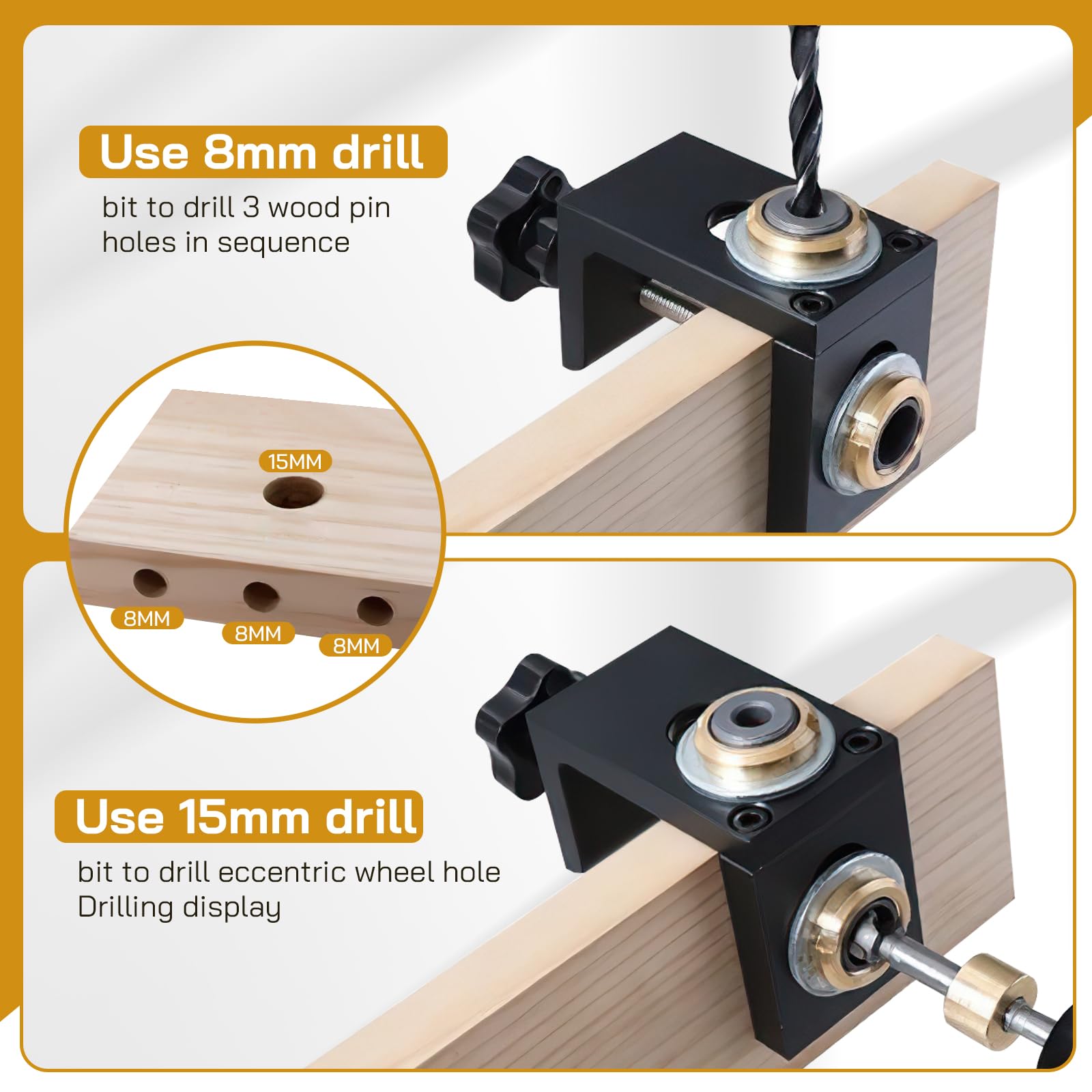 kit de plantilla de clavija 3 en 1 Kit de plantillas de orificio de bolsillo 8/10/15 mm con clip de posicionamiento Guía de perforación ajustable Puncher Localizador