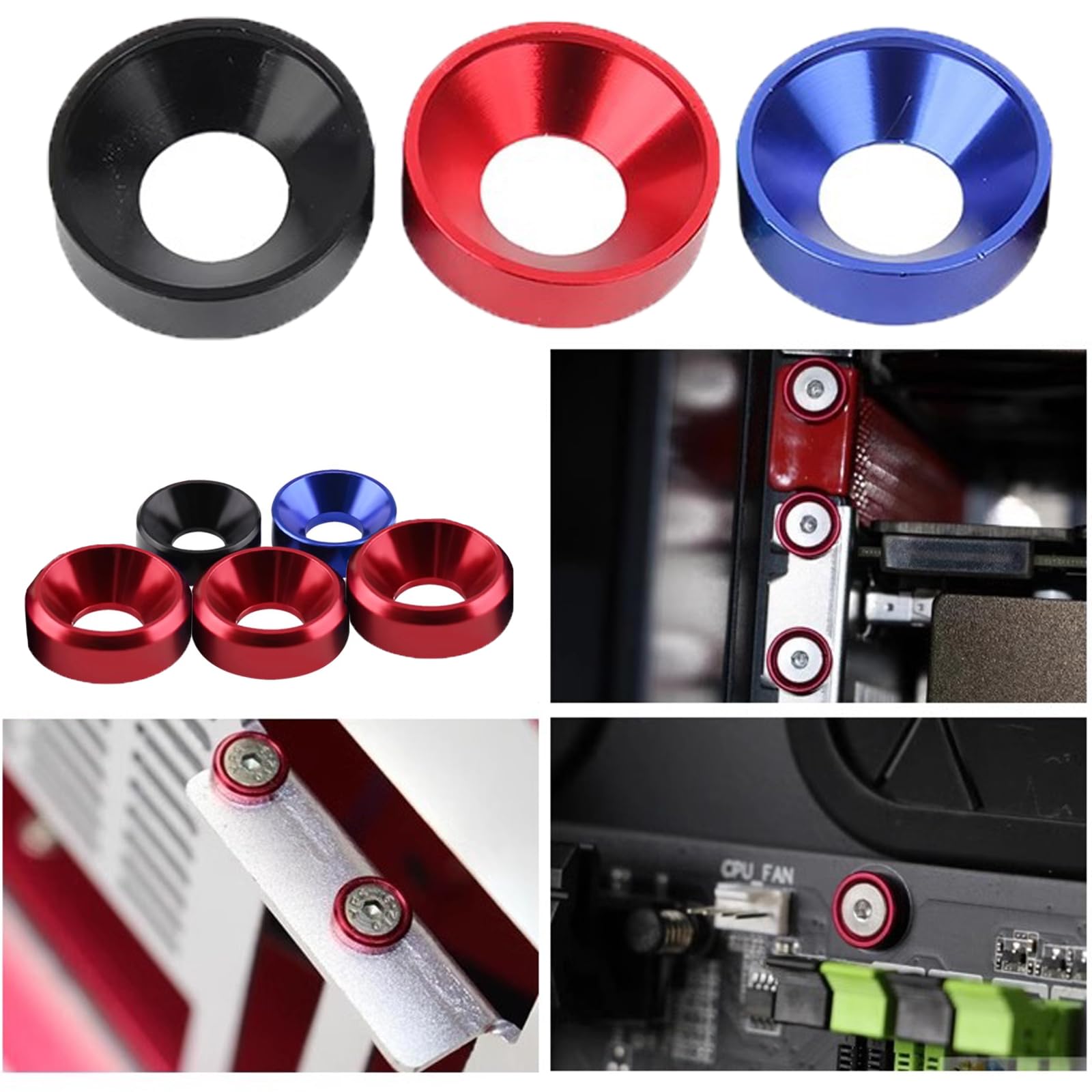 Kit 20 Pièces Rondelles & Boulons M6 Anodisés - Dress Up Kit Moteur Aluminium Pare-Chocs