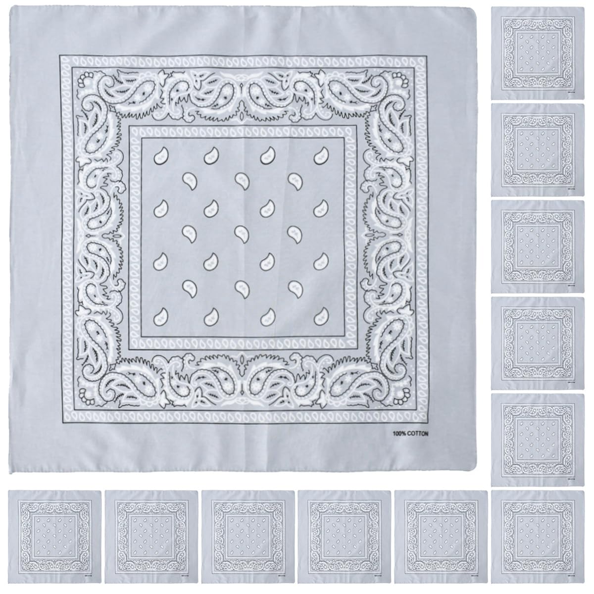 Falari 12 Pack Bandanas Multipurpose Cotton Novelty Paisley Bandana Headband for Cowboy Men Women 22 x 22