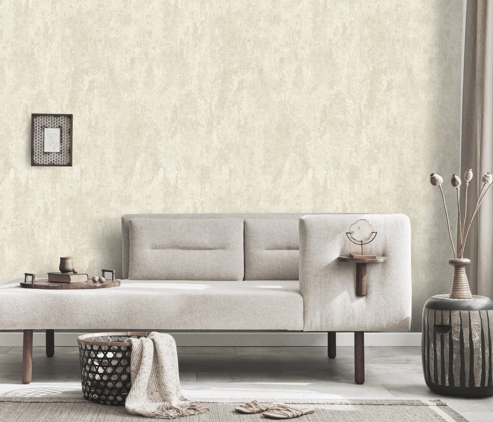 Erismann Casual Chic Industrial Concrete Cream Wallpaper - Textured Vinyl - 10m Roll