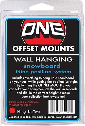 Un diseño de montaje en pared de bola para colgar tablas de snowboard, paquete de dos (cuelgan hacia arriba dos)