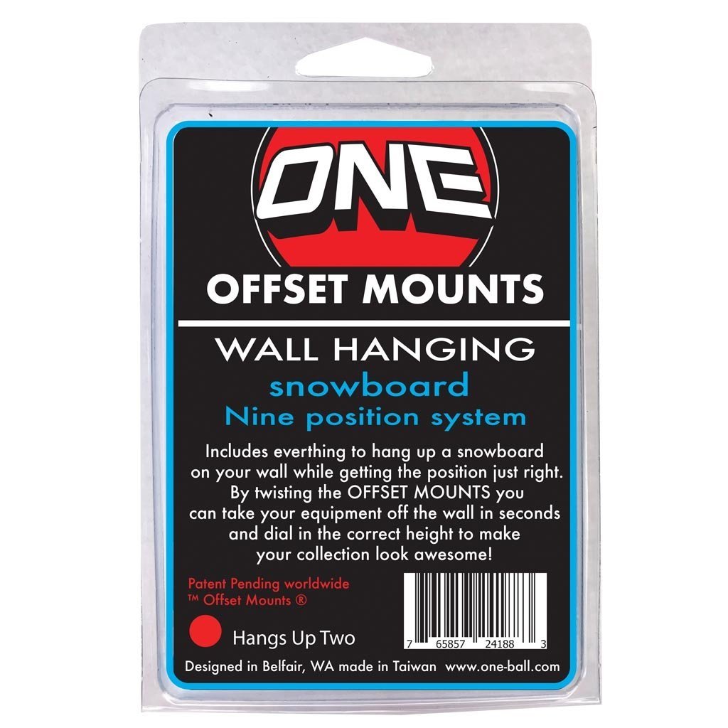 ONEBALL Wall MOUNTS Offset Mount Design for Hanging UP Snowboards Two Pack (Hangs UP Two)