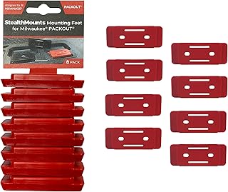 StealthMounts Packout Feet - 8 Pack Red Mounting Feet for Milwaukee Packout System | Milwaukee Packout Mounting Feet | Milwaukee Packout Mounts | Packout Adapter | Milwaukee Packout Feet | Made in UK