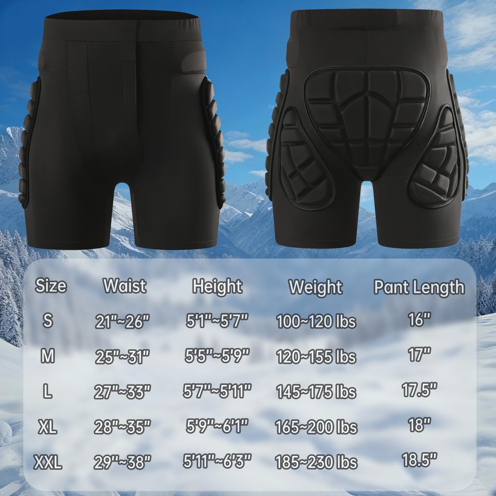 WILDKEN 3D gepolstert Schutz Shorts Hip Butt Eva Pad Kurze Unterhose Schutz Gear Guard Drop Widerstand für Ski Skifahren Skating Snowboard Radfahren