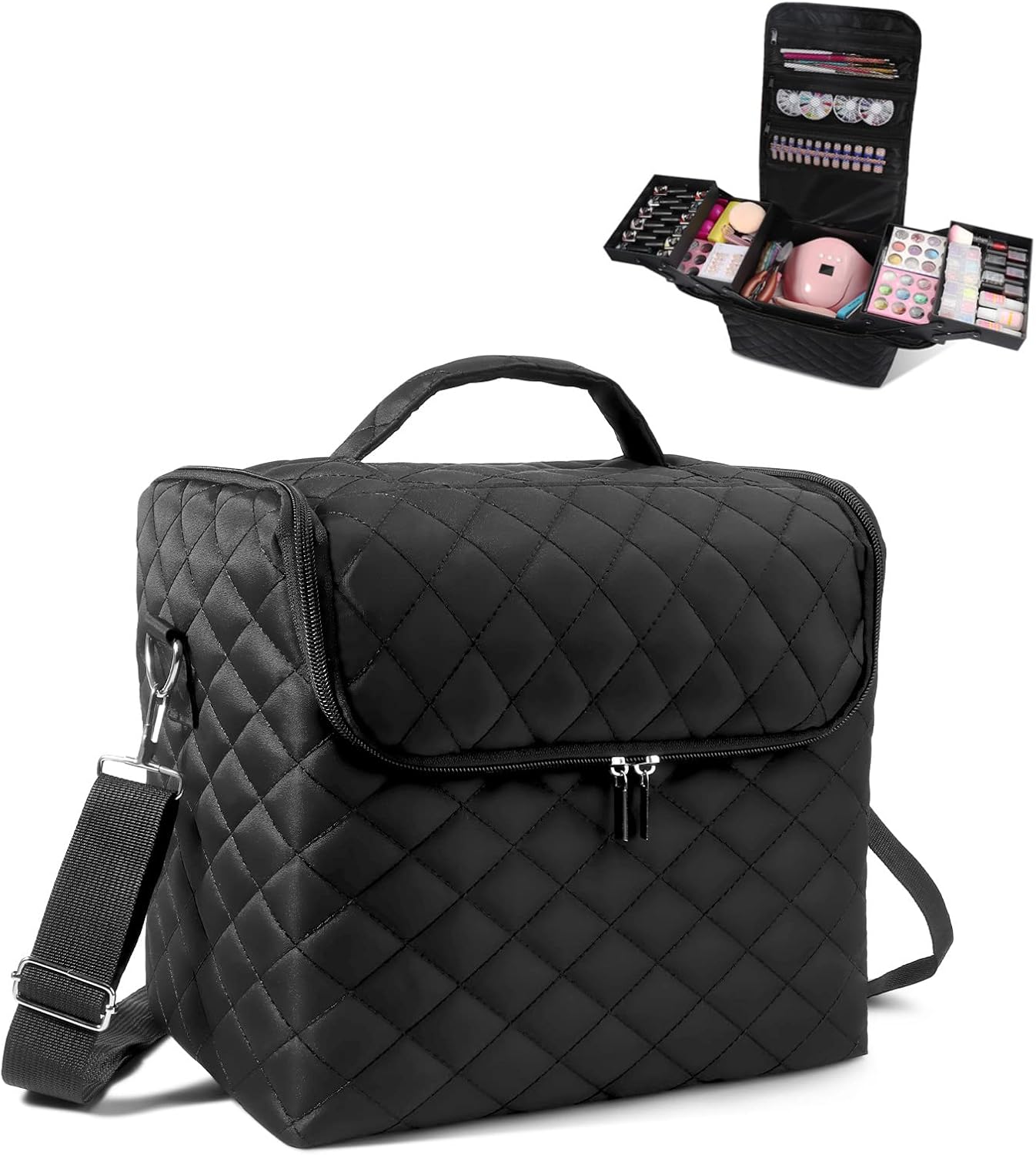 Makeup Travel Train Case, Large Black Makeup Nail Polish