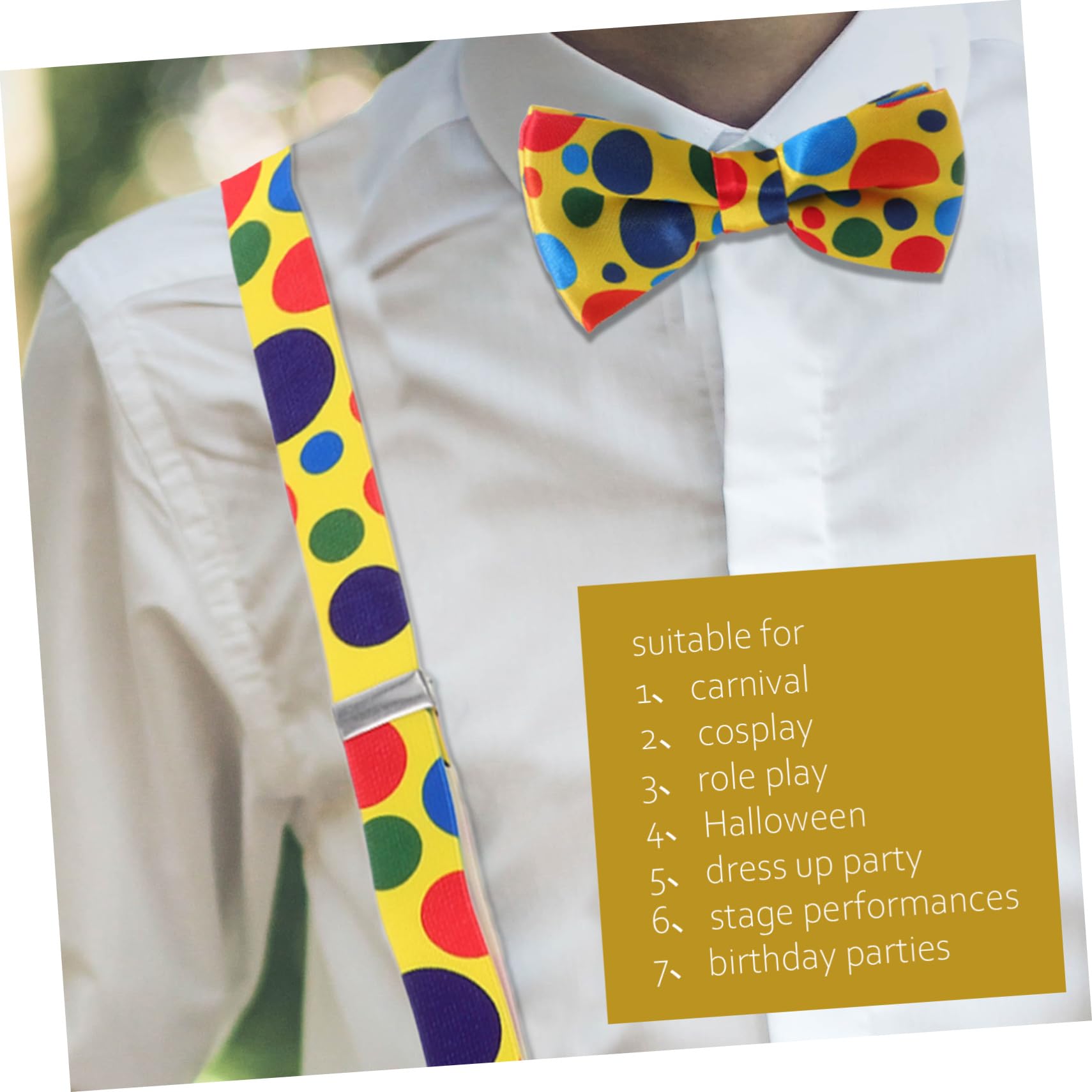 BESPORTBLE Kids Suspender Bow Tie Set 2-in-1 Outfit Dot Design Safe Comfortable for Toddlers