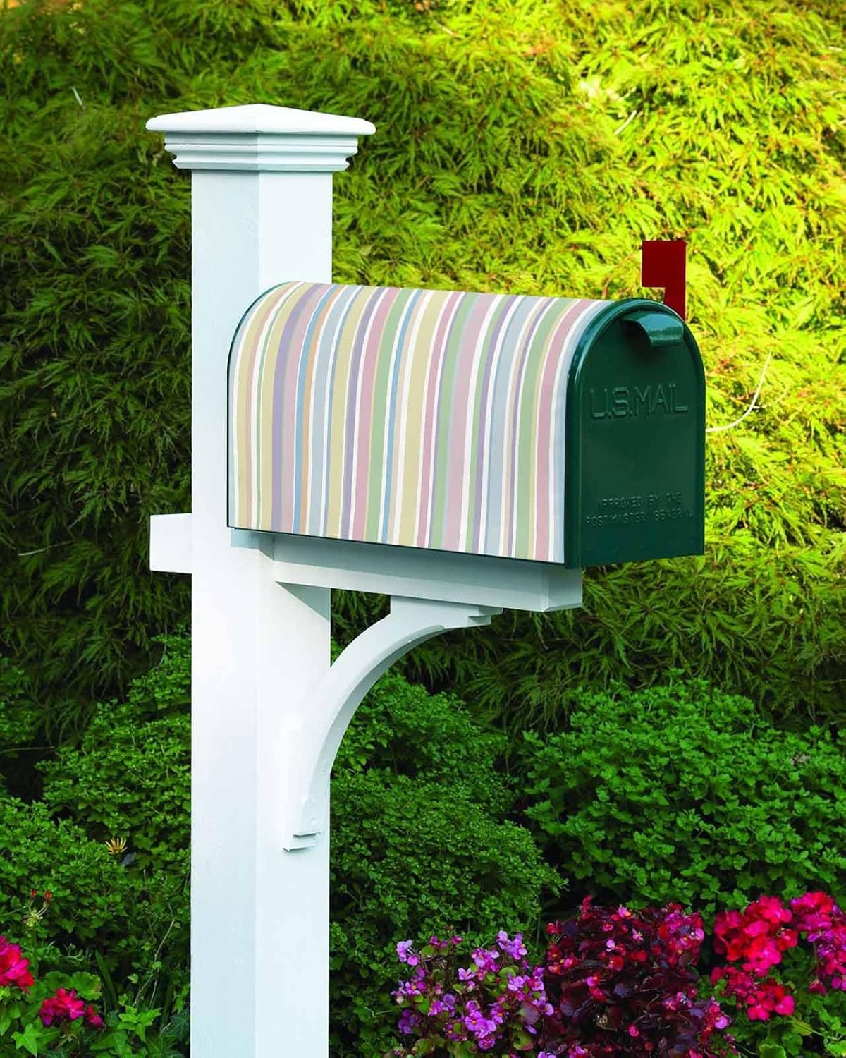 Rainbow Striped Mailbox Covers Magnetic Standard Size,Geometric Blue Pink Green Purple Yellow Decorative Post Letter Numbers Box Wrap Decoration Covers Small Accessories for Garden Yard Outdoor Décor