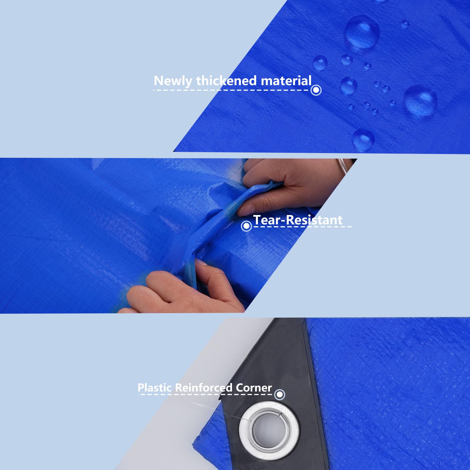 Tarps Heavy Duty Waterproof 10×20FT, 14 Mil Waterproof Tarp Grommets and Reinforced Edges, Tarpaulin Cover for Outdoor Camping, Deck, Roof, Pool, Tent, Boat, RV,Included Utility Rope