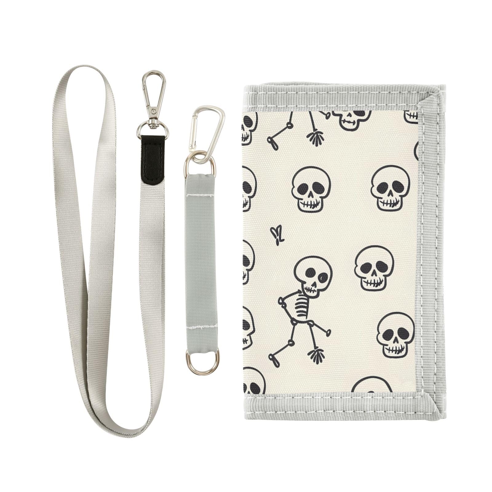 ALAZA Kids Wallets for Boys Girls Toddler Trifold Wallet Children Small Skeleton Cartoon Style with Zipper Coin Pocket