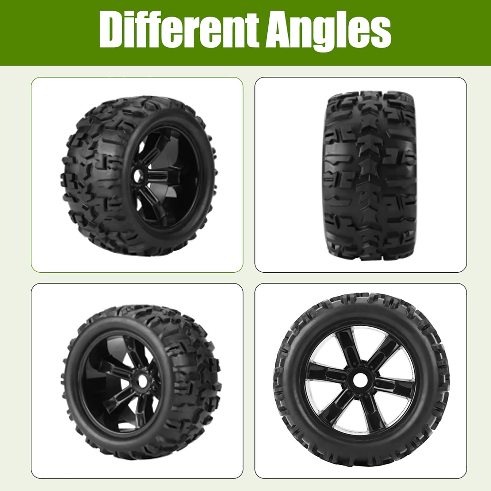 POENVFPO Neumáticos RC, 4 Neumáticos RC de Goma Antideslizante de 150 X 77 Mm con Bujes, Montaje Hexagonal de 17 Mm para Camión Modelo 1/8