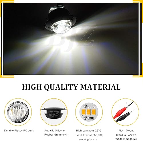 Miniatura 2 de Luces LED de 34 pulgadas para remolque, redondas, blancas, 12 V, marcador lateral LED delantero y trasero, luz indicadora de giro, luz intermitente