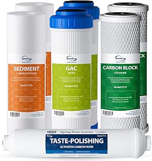iSpring F7-GAC NSF Certified 1-Year Replacement Filter Cartridge Pack, 7-Count for Standard 5-Stage Reverse Osmosis (RO) S...