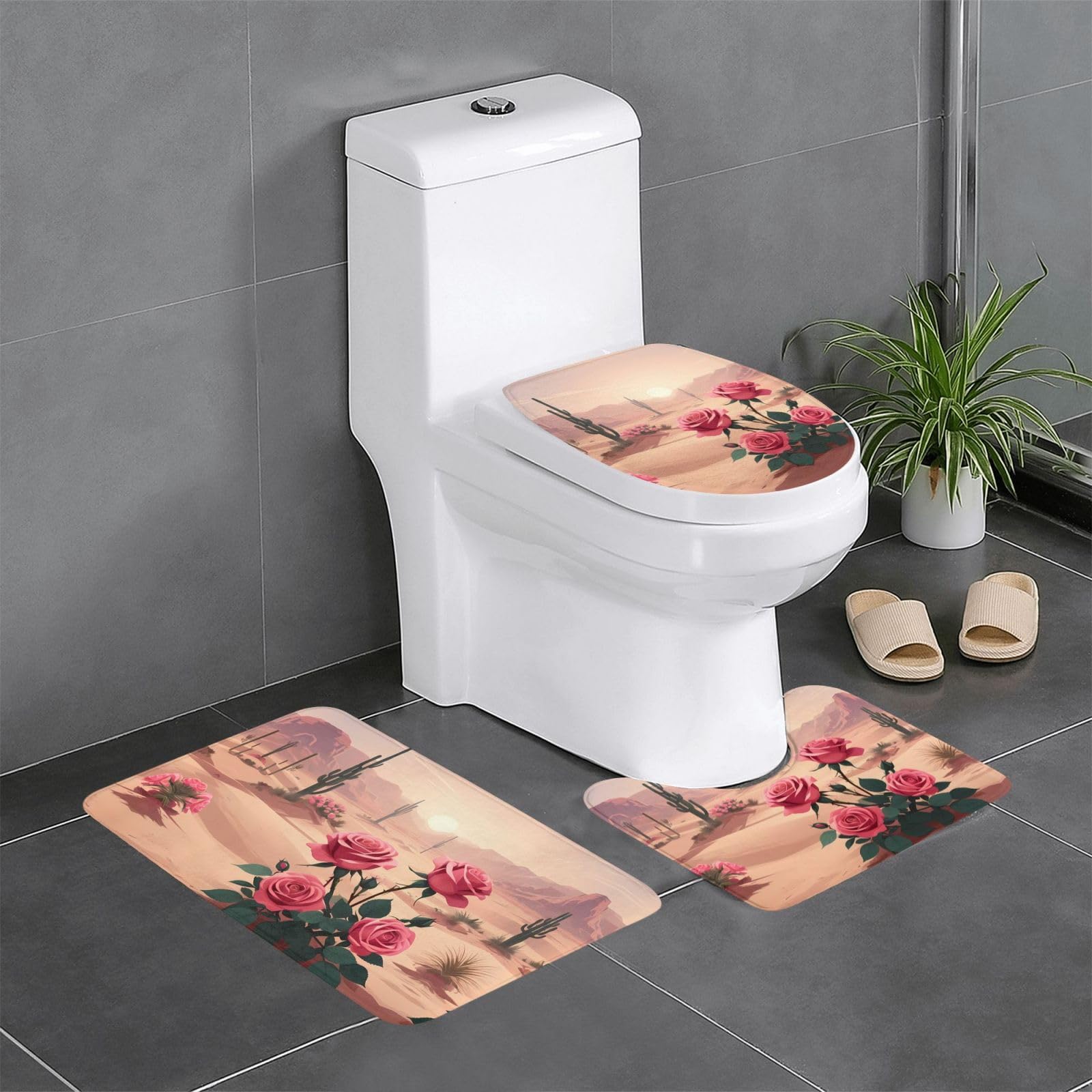Tapis de salle de bain roses dans le désert pour sécuriser et décorer vos sols