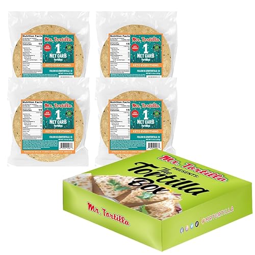 Miniatura 14 de Mr. Tortilla Conchas suaves para taco keto bajas en carbohidratos, bocadillos saludables veganos y alternativa de pan, 1 carbohidrato neto, 15