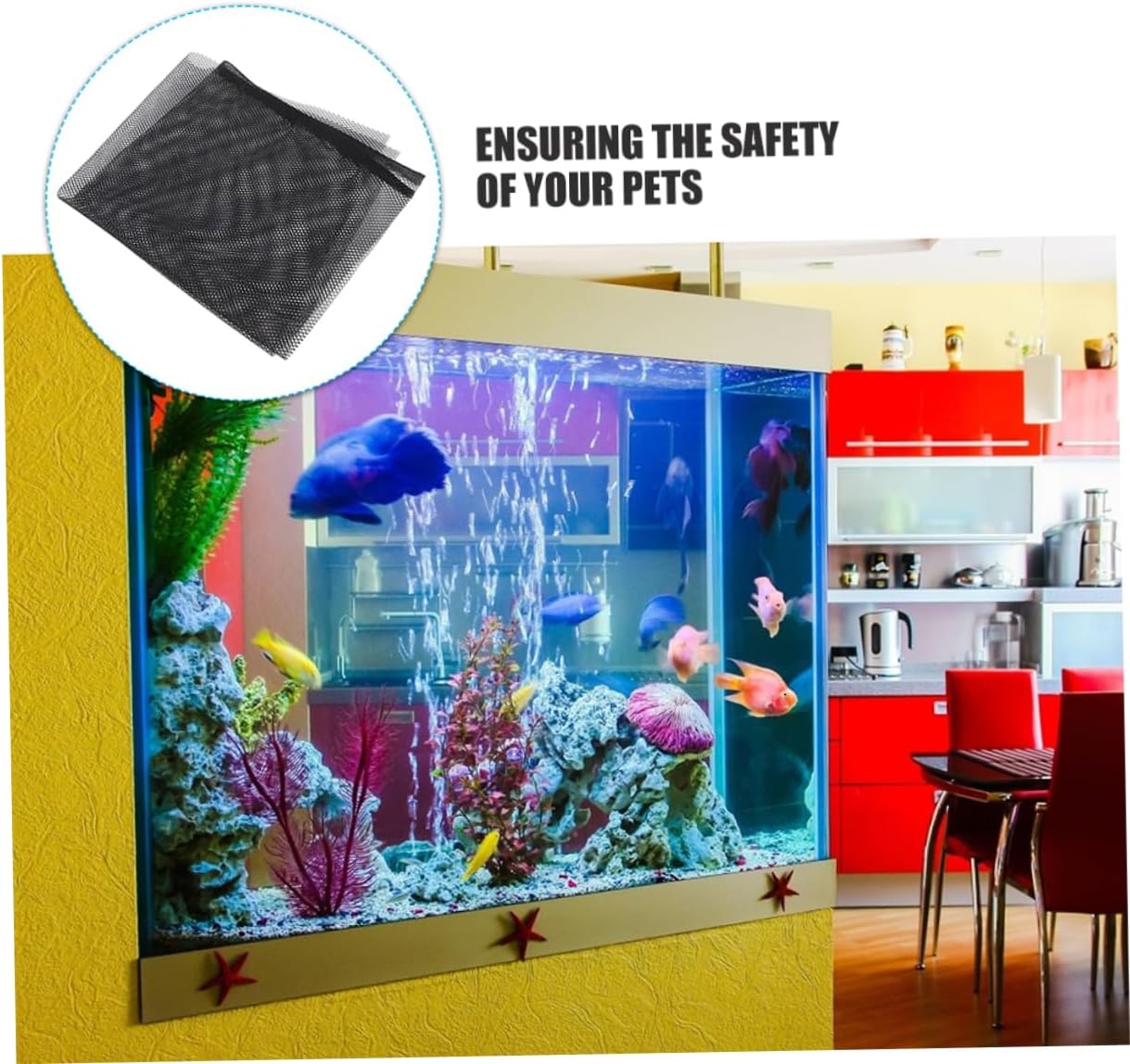 VOSAREA Aquarium Jump Mesh Lid Fish Tank Cover Ventilated Divider for Betta Fish Easy to Install Net Screen for Optimal Oxygen