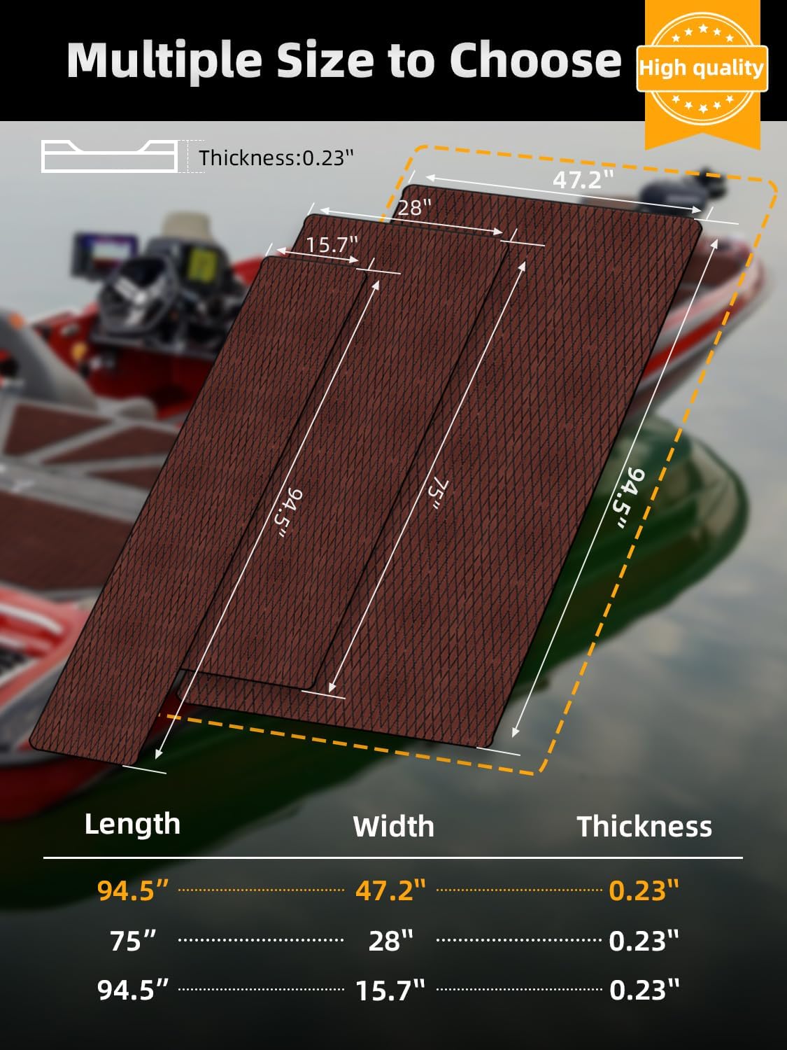 FOCEAN Boat Flooring EVA Foam Boat Decking Self-Adhesive Marine Mat for Motorboats Jon Boats Kayak Bass Boat Garden Floor