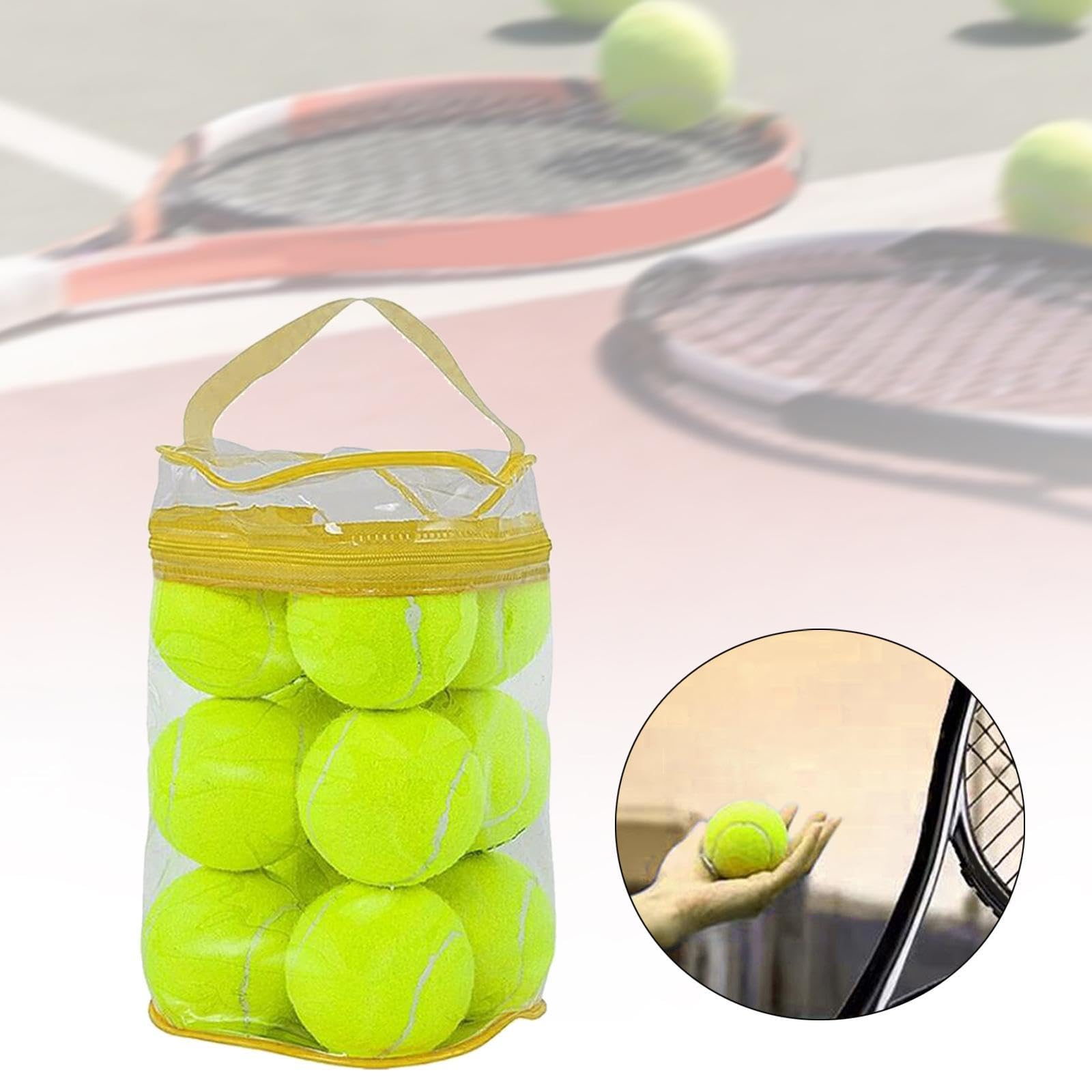 12 Pièces Balles de Tennis Caoutchouc Souple pour Exercice Extérieur Entraînement Pratique avec Pochette Rangement Convient Au Sport en Plein Air Jeux