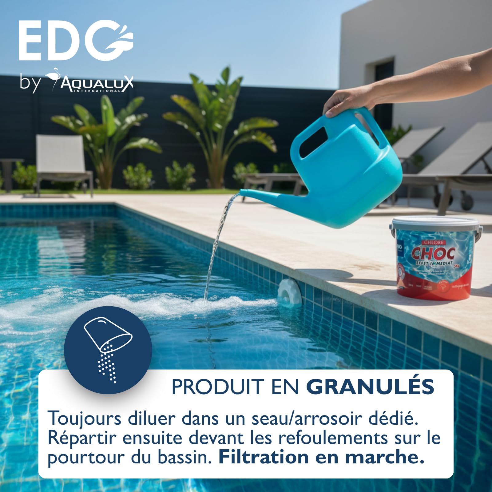 Stop Algues Moutarde Piscine - Chloration Ultra Choc - Poudre - Boîte - 1 kg