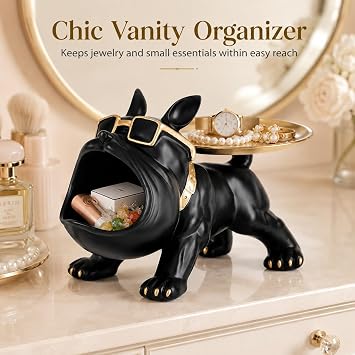 Fun French Bulldog Storage Tray,French Bulldog Gifts,Dog Key Bowl for Entryway Table,Cool Desk Accessories,Animal Statues,Candy Dish for Office Desk,Room Decor for Men,Unique Home Decor