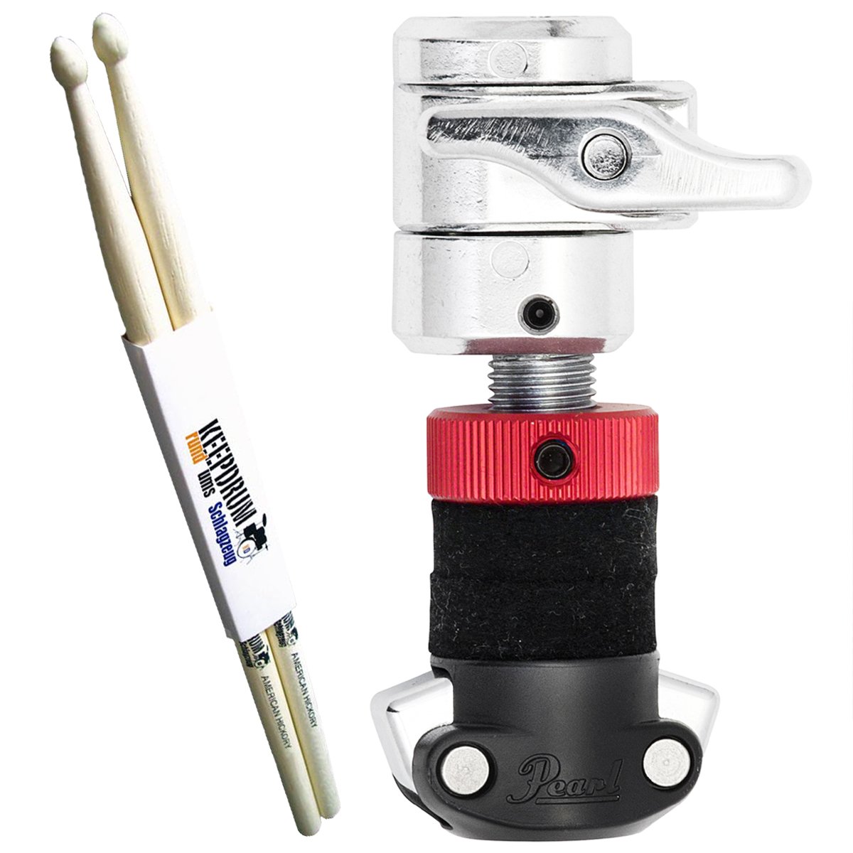 Pearl HCL-205QR Rapid Lock Super-Grip Hi-Hat Clutch + keepdrum Drumsticks