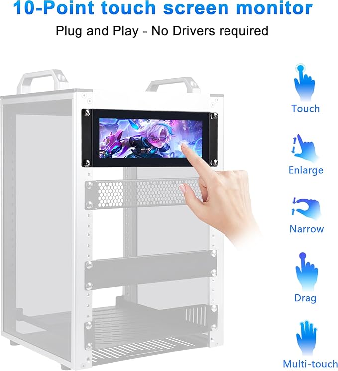 Monitor Táctil 7.84" FHD IPS 1280x400 para Rack 2U miniatura 2