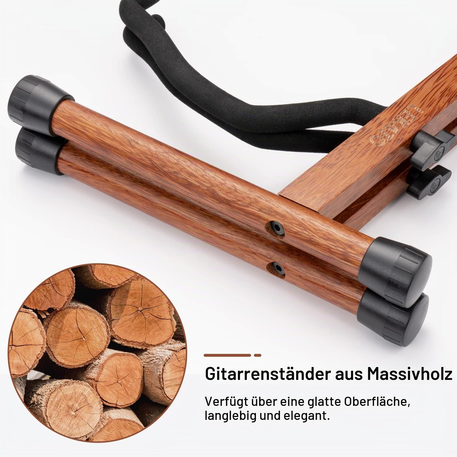 LEKATO Gitarrenständer A-Frame Holz Bassgitarrenständer mit Schaumstoffpolsterung für Gitarren, Bass, Cello, Banjo, Mandoline, Ukulele