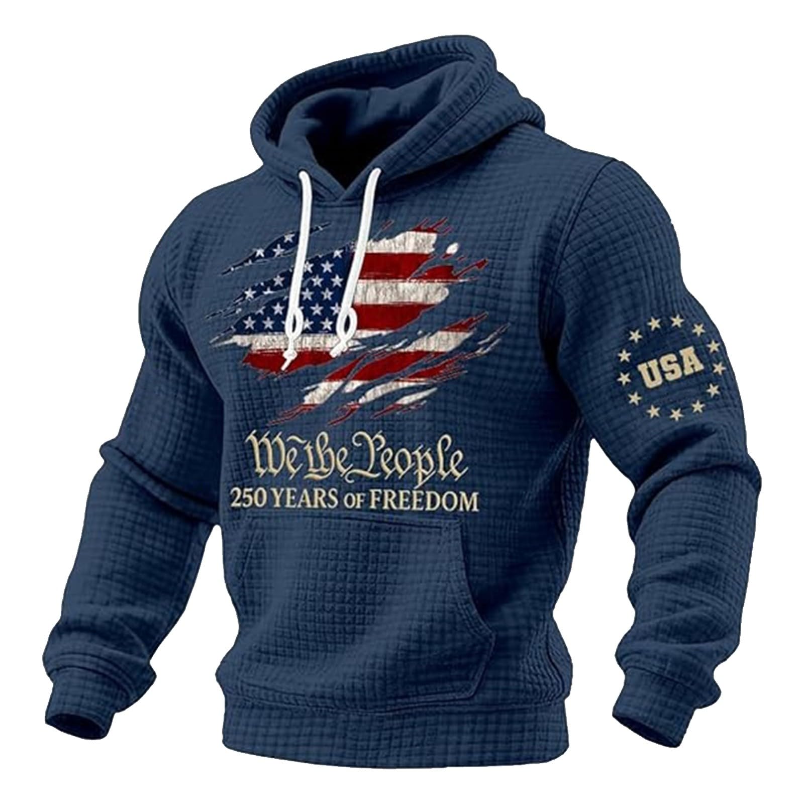 Sudaderas con Capucha Corta Sudadera Patriótica De UU. para Hombre, Camiseta del .º Aniversario La Bandera Estadounidense (Navy, M) Jersey Manga Hombre Camisa Larga Ropa Trabajo Verano