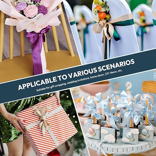 Miniatura 5 de Cinta de satén de poliéster de una sola cara roja de 1 pulgada de ancho x 50 yardas, cinta de satén roja perfecta para decoración de bodas, coronas,