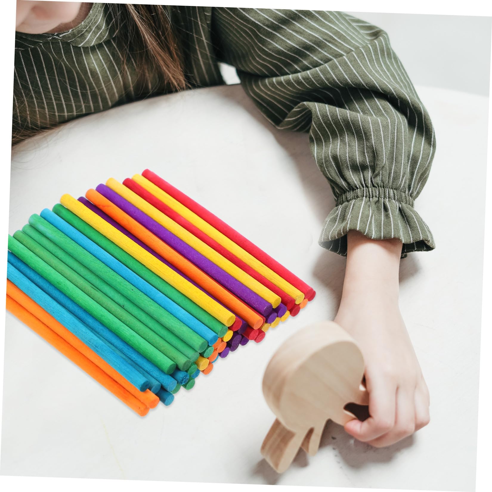 Generic 500 piezas Palitos de Madera para Helados Bastones de Madera Seguros para DIY Palitos de Helado y Brochetas para Manualidades Infantiles