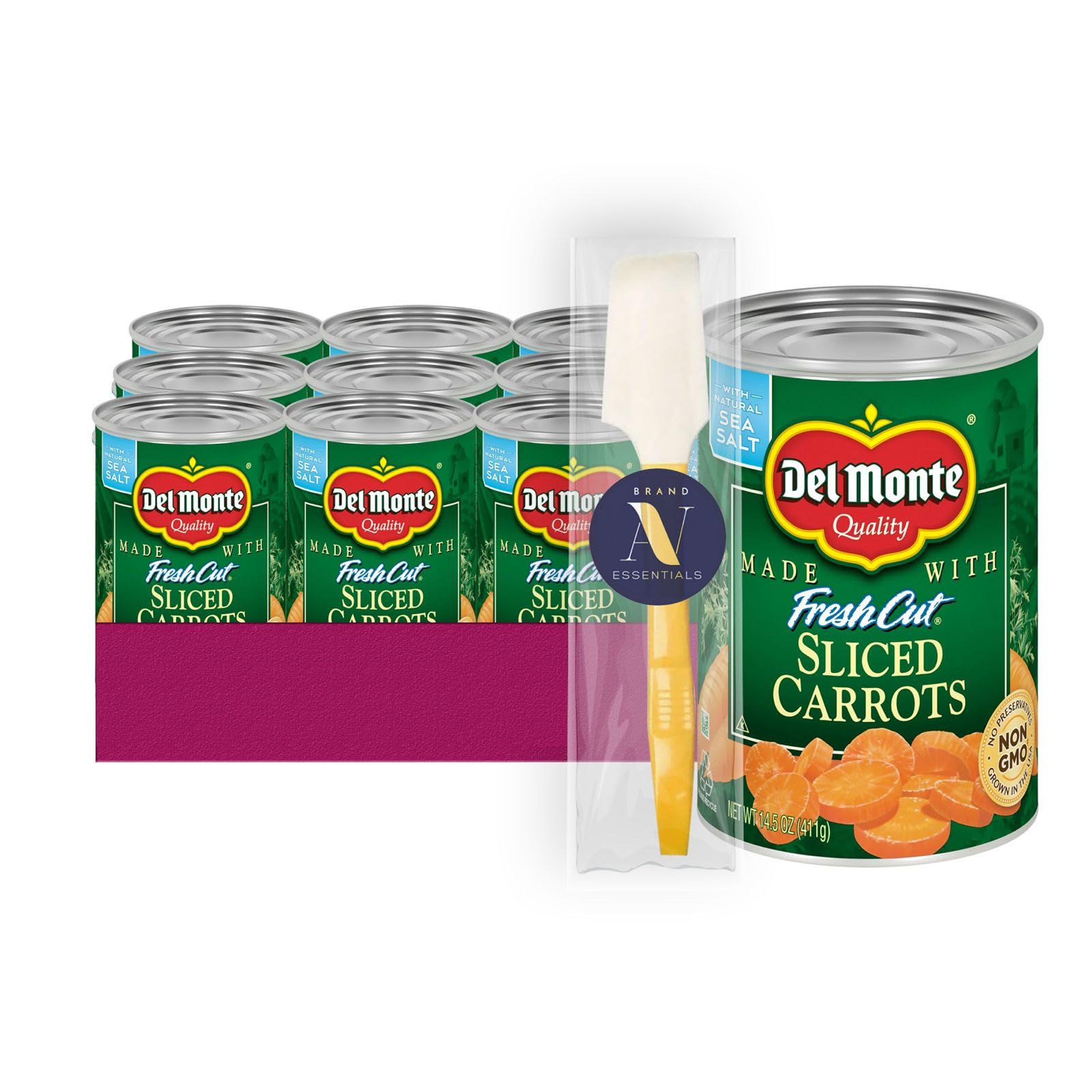 Lavinia Essentials Bundle: 12- Pack of Sliced Carrots Canned Vegetables 14.5 oz Can + 1 Utility Prop