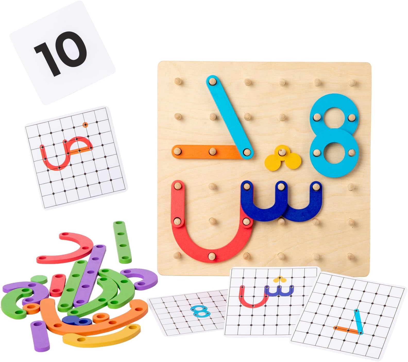 - Wooden Arabic Letters Construction Pegboard, Educational Toy for Alphabet and Number Early Learning,Fine Motor Skill Exercise