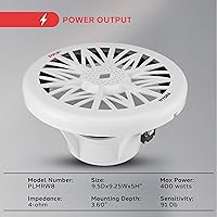 Vista 6 de Pyle PLMRW8 - Subwoofer de audio marino para exteriores de 8 pulgadas, altavoz de graves impermeable blanco de 400 vatios para sistema de sonido