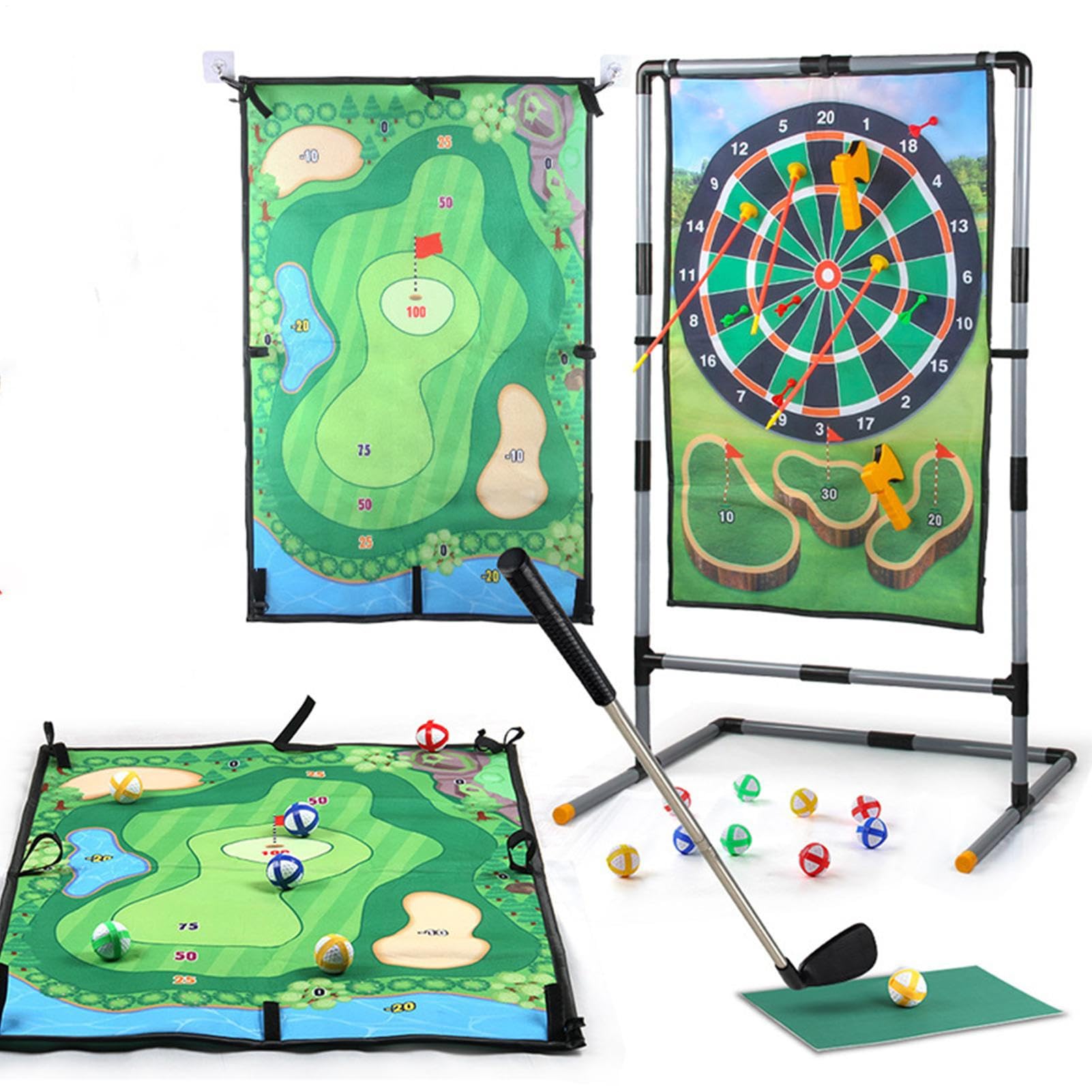 Golf-Dart-Chip-Set, Golfchip-Set, Übungsmatte, Präzisionsschlagmatte, komplettes Golf-Trainingsmatten-Set mit Dartboard