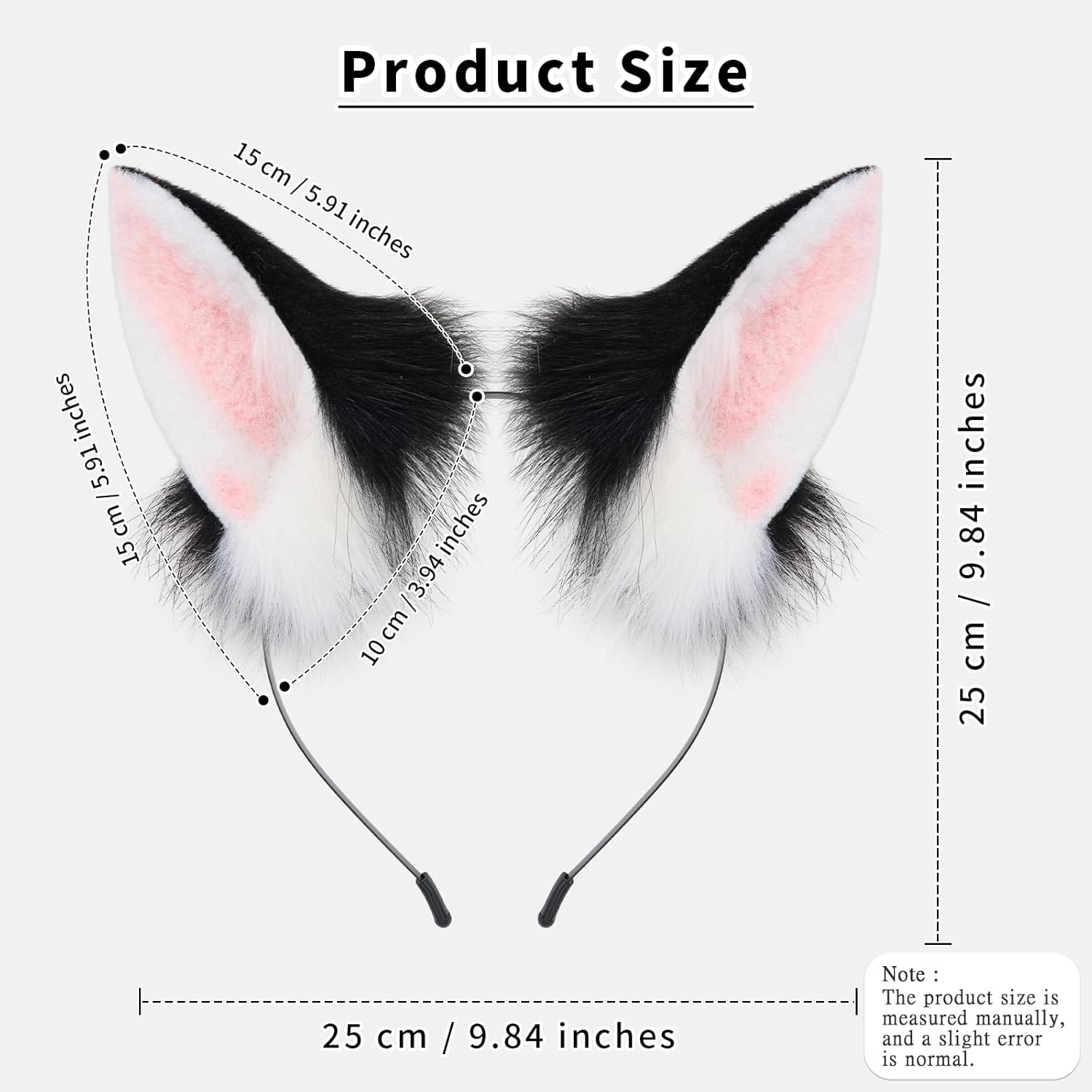Animal Fox Wolf Ears Headbands Faux Fur Handmade Hairband for Halloween Party Hair Accessories - Image 2