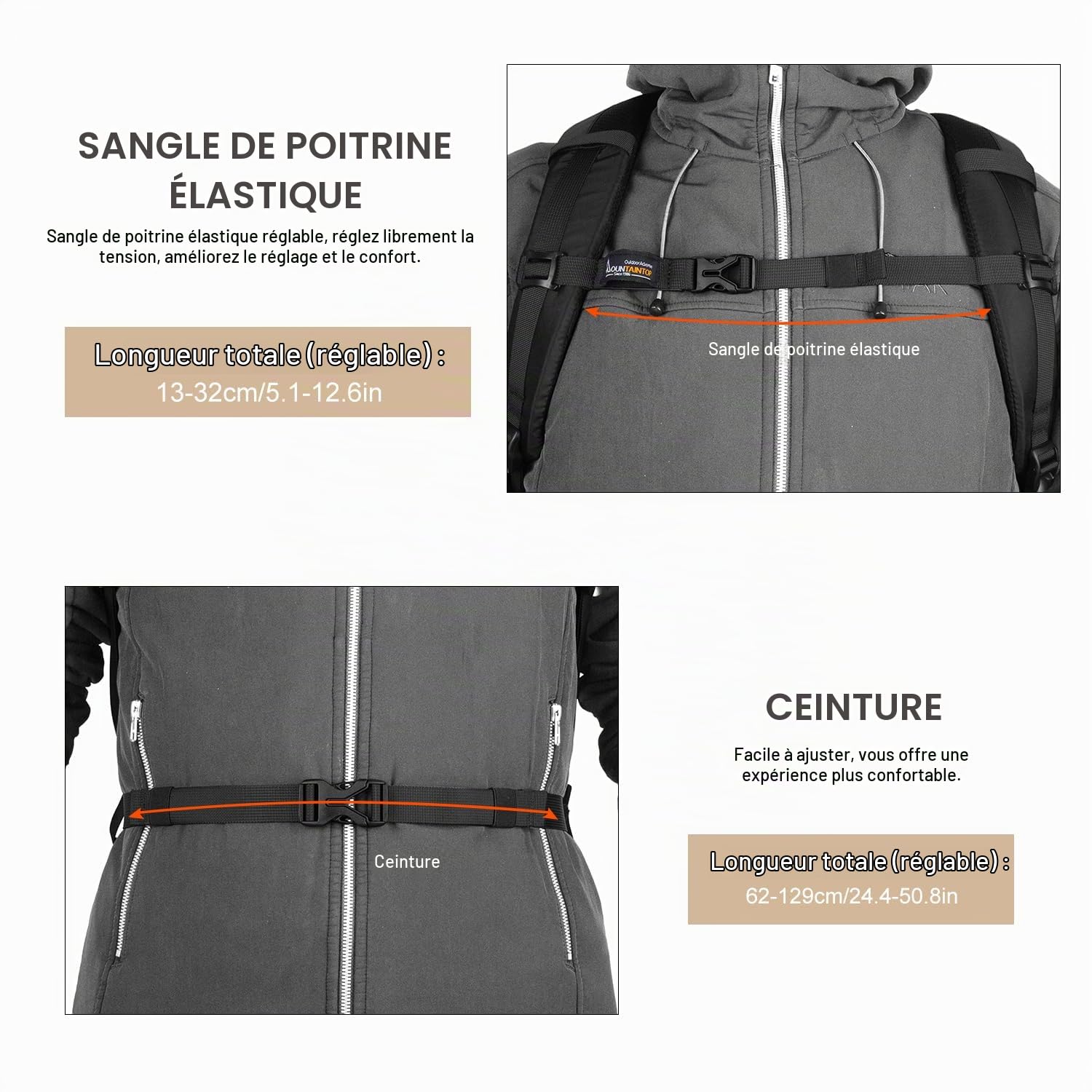 MOUNTAINTOP Sac à dos de randonnée 30 L/40 l pour homme et femme, pour le quotidien et l'extérieur, les randonnées quotidiennes et les randonnées à vélo