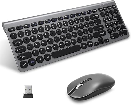 LeadsaiL Wireless Keyboard and Mouse Combo, Wireless USB Mouse and Computer Keyboard Set, Compact and Silent for Windows Laptop, Desktop, PC- Grey