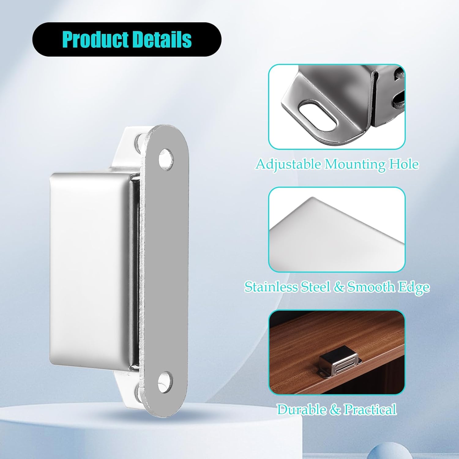 36 Pack Magnetic Cabinet Door Catches, Stainless Steel Magnetic Latch with Adjustable Strike Plate, Strong Hold for Kitchen Cabinets, Wardrobe, Closet, Drawer