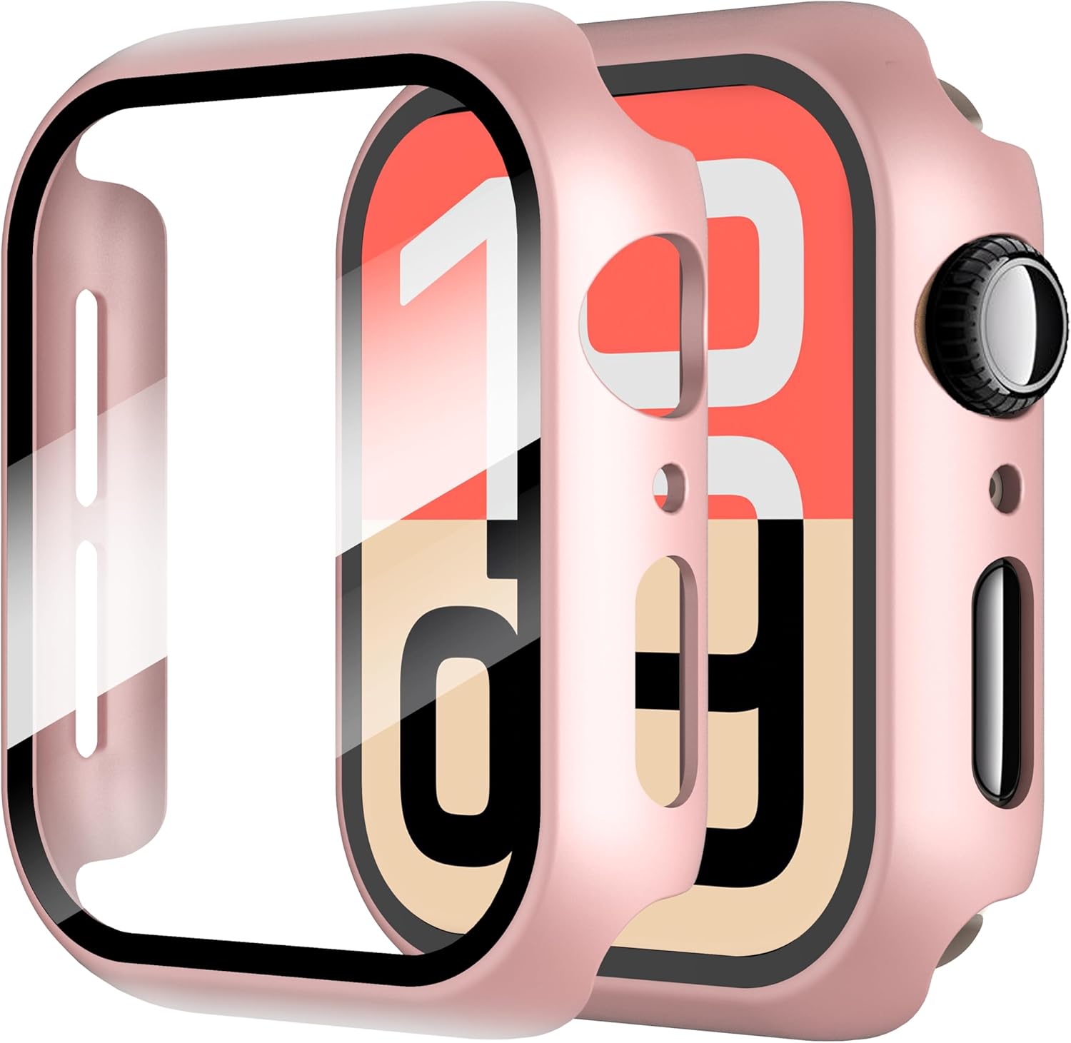 diruite case for apple watch series 7/6/5/4 / se tempered glass protective case hard pc all-round screen protector ultra thin protective case for iwatch series 7/series 6/5/4 / series se protective case pack of 2