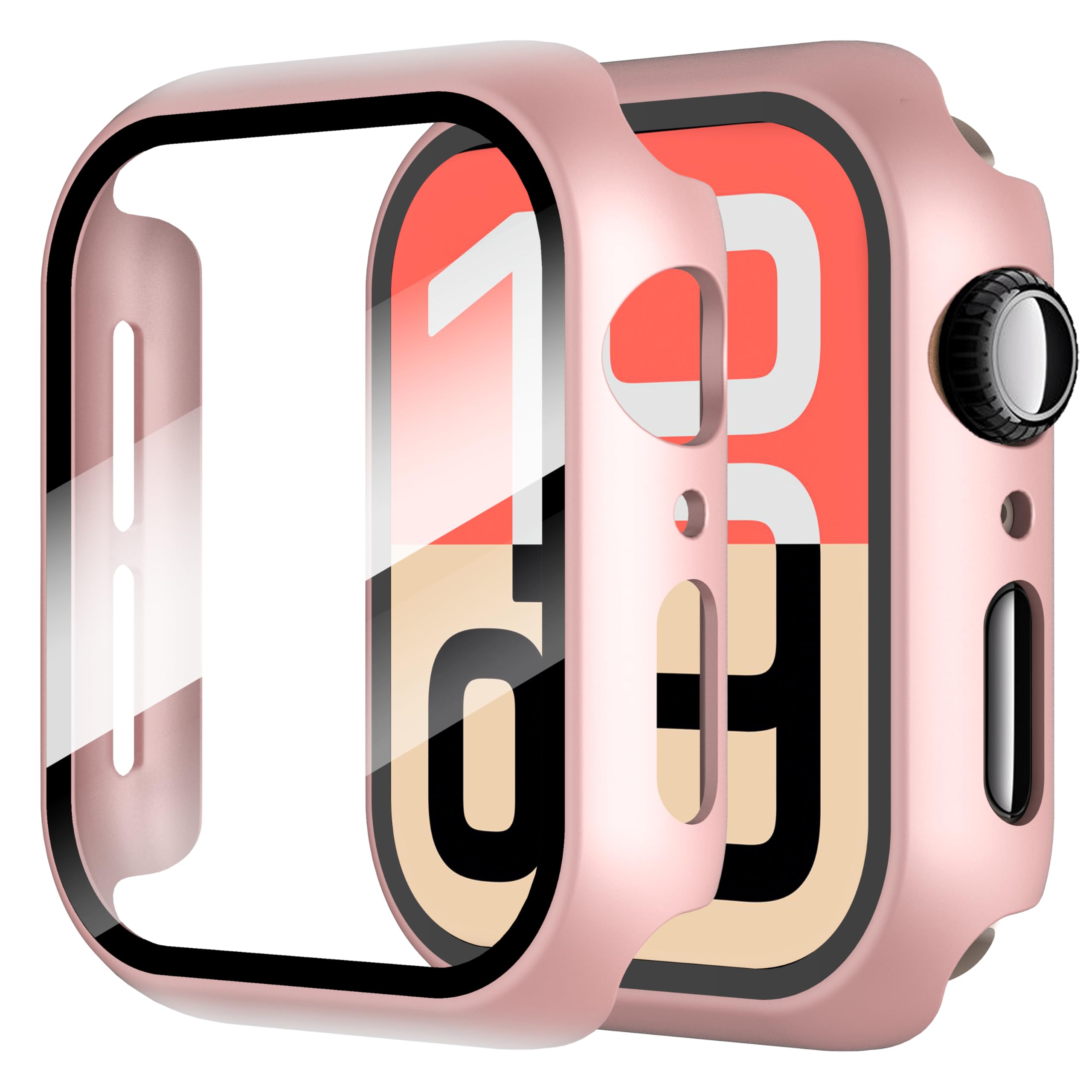 Diruite 2-Pack Screen Protector for Apple Watch SE 3/2/1 /Series 6 5 4 40mm Tempered Glass Case,All Around Hard Matte PC Protective Cover,Starlight Silver,40mm — view 9